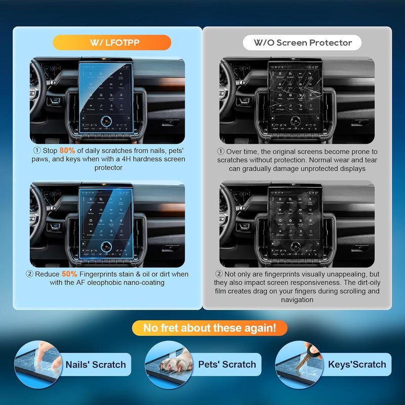 LFOTPP For Yukon 2025 Screen Protector - Compatible with Yukon (Elevation/AT4/Denali/AT4 Ultimate/Denali Ultimate) 16.8 inch Touchscreen Ultra-tough Anti-Scratch - 2NANO* - Image 3